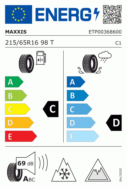 Etiqueta europea 1327310 Maxxis 215/65 R16