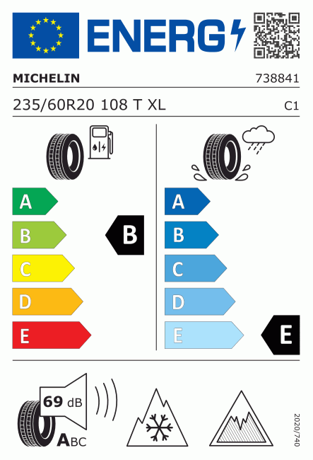 Etiqueta europea 1198887 Michelin 235/60 R20