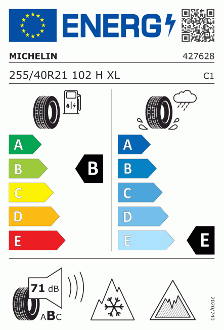 Etiqueta europea 1462656 Michelin 255/40 R21