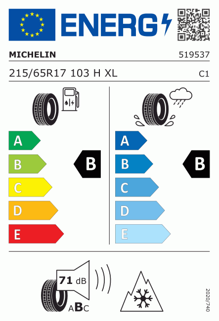 Etiqueta europea 1876206 Michelin 215/65 R17