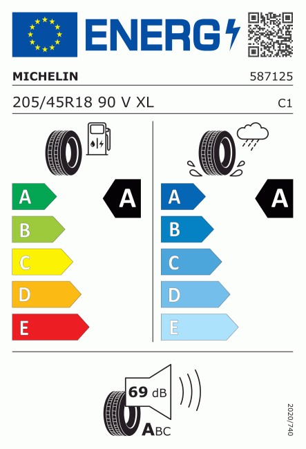 Etiqueta europea 2648257 Michelin 205/45 R18