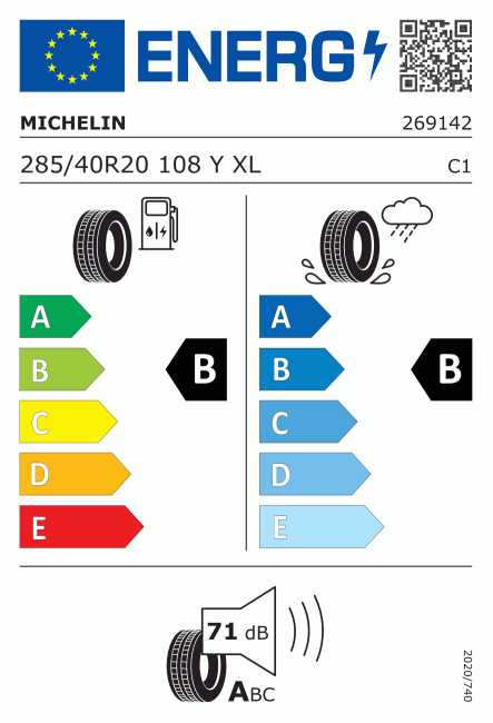 Etiqueta europea 409604 Michelin 285/40 R20