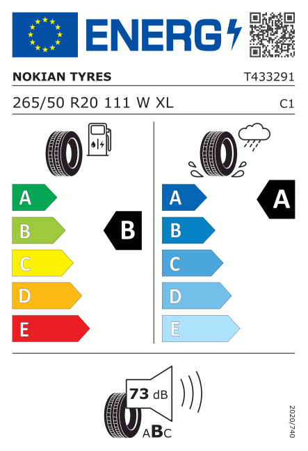 Etiqueta europea 1828454 Nokian 265/50 R20