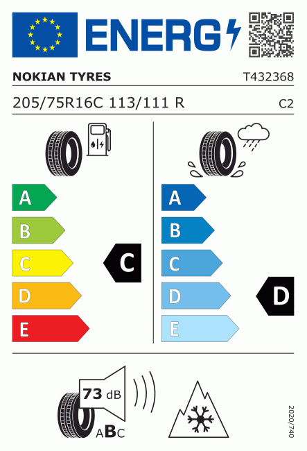 Etiqueta europea 628294 Nokian 205/75 R16