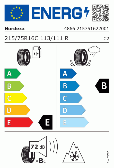 Etiqueta europea 489920 NORDEXX 215/75 R16