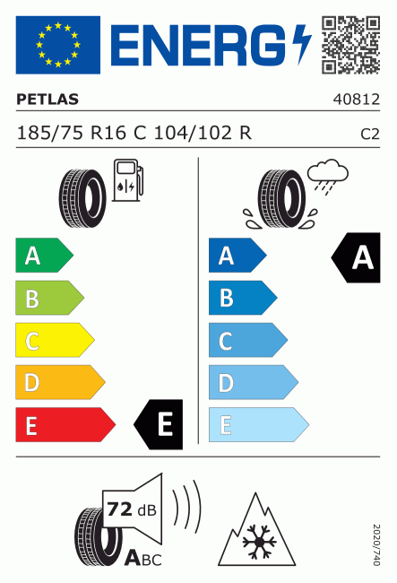 Etiqueta europea 509762 PETLAS 185/75 R16