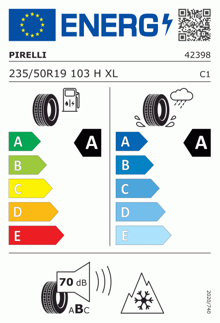 Etiqueta europea 1422147 Pirelli 235/50 R19