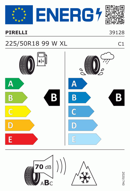 Etiqueta europea 596713 Pirelli 225/50 R18