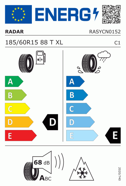 Etiqueta europea 593882 RADAR 185/60 R15