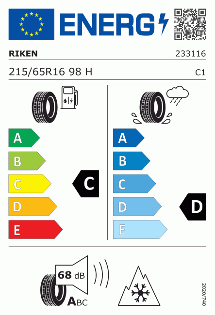 Etiqueta europea 409423 Riken 215/65 R16