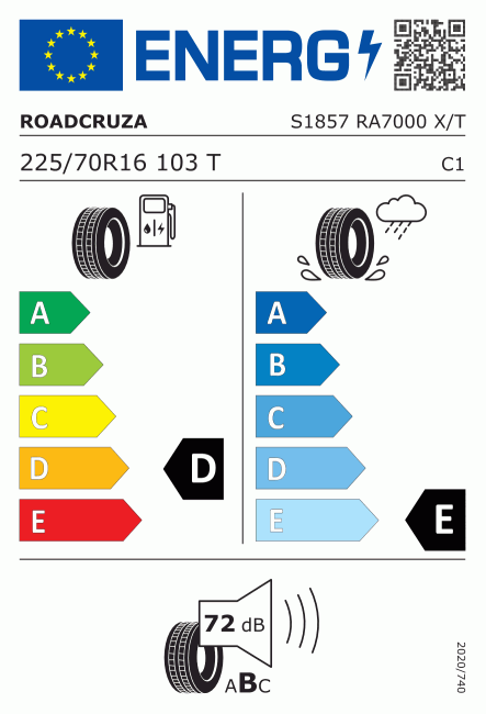 Etiqueta europea 2003995 Roadcruza 225/70 R16