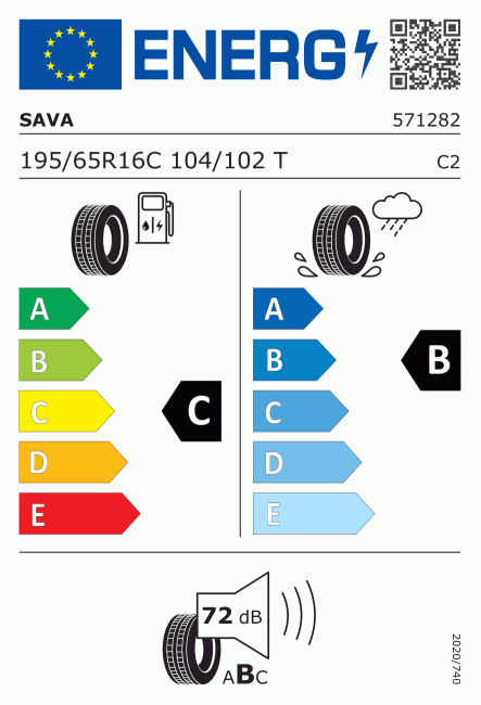 Etiqueta europea 611366 Sava 195/65 R16