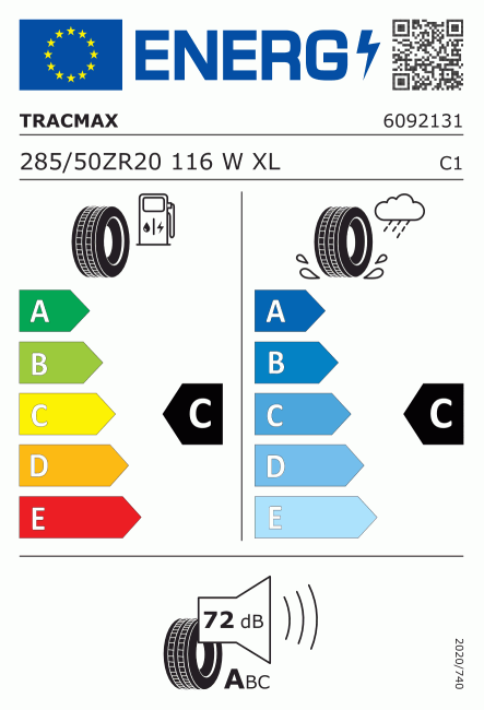 Etiqueta europea 607599 TRACMAX 285/50 R20
