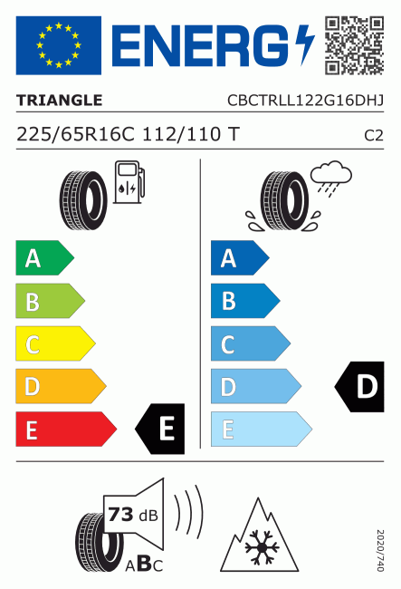Etiqueta europea 542121 Triangle 225/65 R16