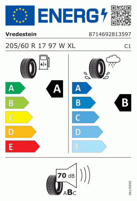 Etiqueta europea 2326741 Vredestein 205/60 R17