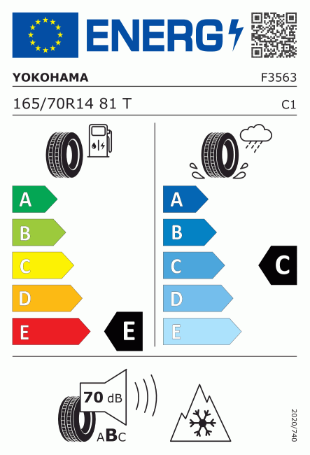 Etiqueta europea 639123 Yokohama 165/70 R14
